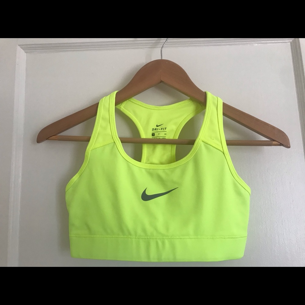 Nike sports bra. Neon line green. Size: Small